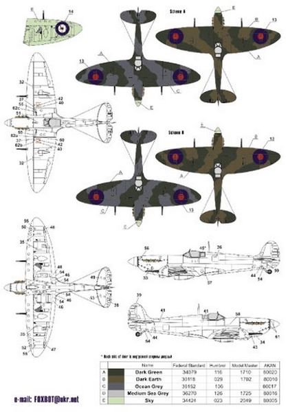 Декали для Spitfire Mk.II - 1:48 FXB48-002 фото