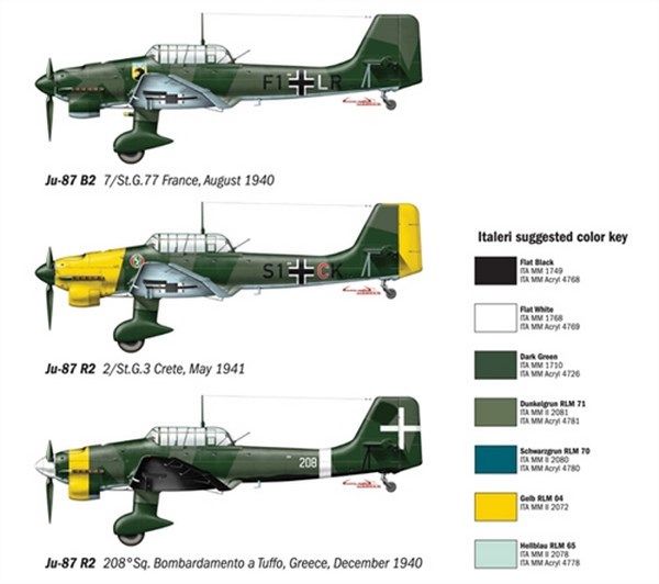 Сборная модель 1:72 штурмовика Ju 87B-2 'Stuka' ITL1292 фото