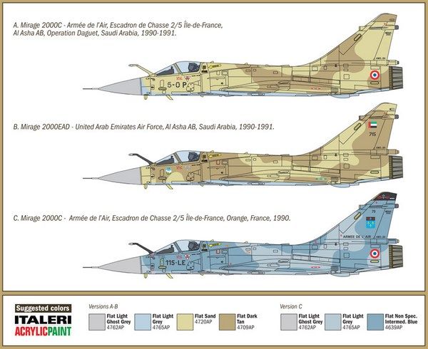 Збірна модель 1:72 винищувача Mirage 2000С ITL1381 фото