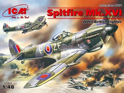 Збірна модель 1:48 винищувача Spitfire Mk.XVI ICM48071 фото