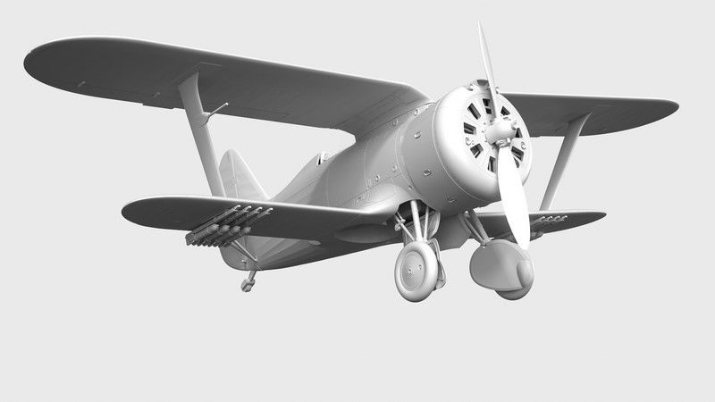 Сборная масштабная модель 1:32 истребителя И-153 с пилотами ICM32013 фото