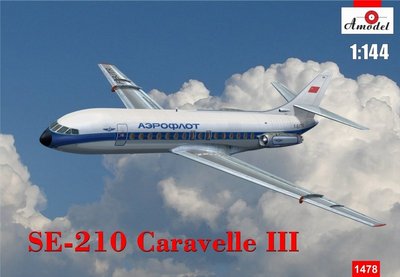 Збірна модель 1:144 літака SE-210 Caravelle III AMO1478 фото