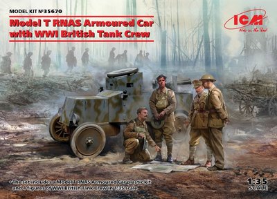 Збірна модель 1:35 бронеавтомобіля Model T RNAS з британським танковим екіпажем ICM35670 фото