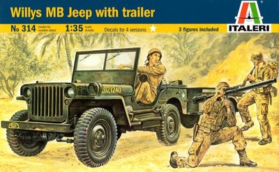 Збірна модель 1:35 автомобіля Willys MB 'Jeep' з причепом ITL0314 фото