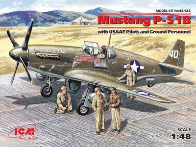 Збірна модель 1:48 винищувача P-51B Mustang і 5 фігур ICM48125 фото