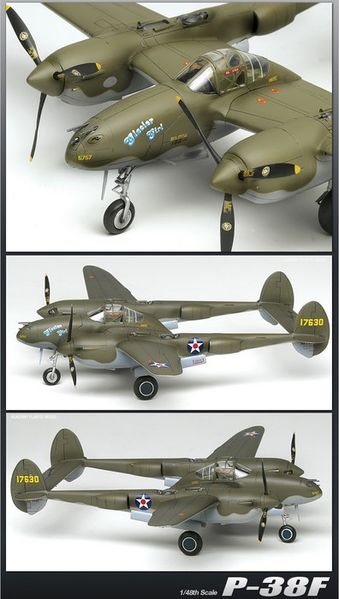 Збірна модель 1:48 винищувача P-38F Lightning AC12208 фото