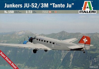Збірна модель 1:72 літака Ju 52/3M `Tante Ju` ITL0150 фото