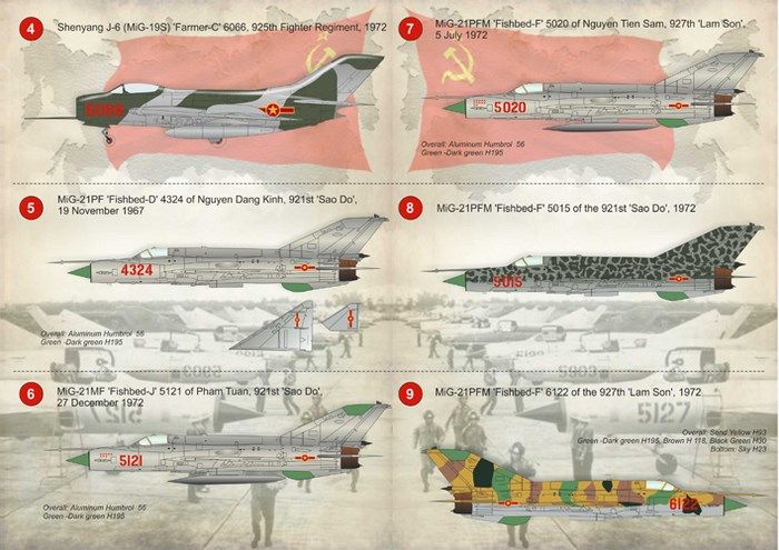 Декали для МиГ-17, МиГ-19 и МиГ-21 ВВС Вьетнама - 1:48 PRS48088 фото