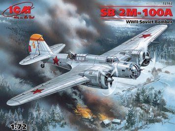 Сборная модель 1:72 бомбардировщика СБ 2М-100А ICM, военная авиация до 1945 г. ICM72162 фото