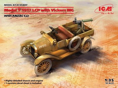Сборная масштабная модель 1:35 автомобиля Ford Model T 1917 LCP с пулеметом Vickers MG ICM35607 фото