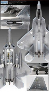 Збірна модель Academy f-22A 'Raptor' - 1:72 масштабна з пластику, гелікоптери та вертольоти AC12423 фото