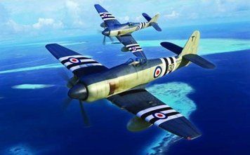 Сборная модель 1:48 истребителя-бомбардировщика Hawker Sea Fury FB.11 Trumpeter, военная авиация до 1945 г. TRU02844 фото