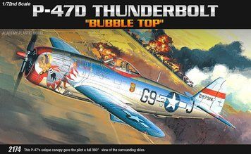 Збірна модель 1:72 винищувача P-47D Thunderbolt Academy, військова авіація до 1945 р. AC12491 фото