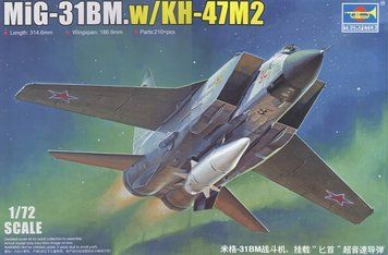 Збірна модель Trumpeter міГ-31 з Х-47М2 - 1:72 масштабна з пластику, гелікоптери та вертольоти TRU01697 фото
