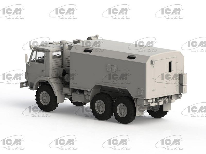 Сборная масштабная модель 1:35 грузового автомобиля КамАЗ-4310 с фургоном К4320Д ICM35002 фото