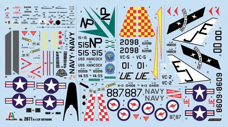 Збірна модель Italeri a-4E/F/G Skyhawk - 1:48 масштабна з пластику, гелікоптери та вертольоти ITL2671 фото