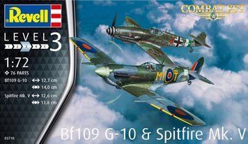 Збірна модель 1:72 винищувачів Bf-109G-10 і Spitfire Mk.V Revell, військова авіація до 1945 р. RV03710 фото