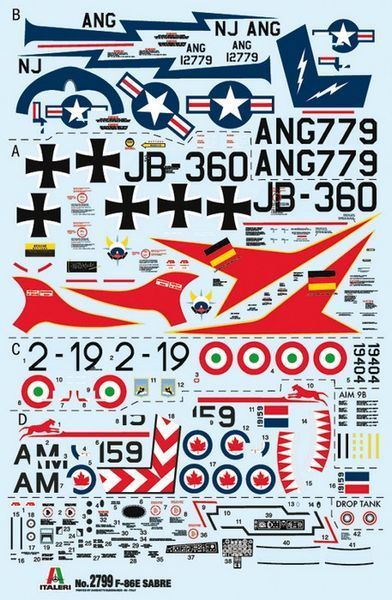 Збірна модель Italeri f-86E Sabre - 1:48 масштабна з пластику, гелікоптери та вертольоти ITL2799 фото