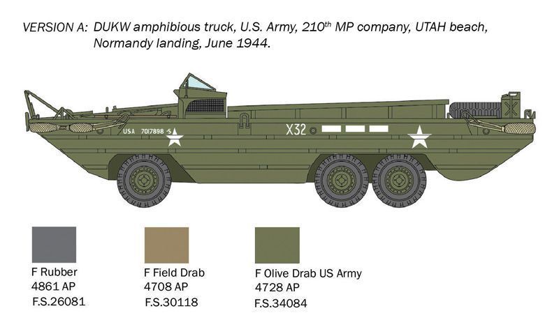 Сборная модель автомобиля DUKW 2 1/2 ton GMC "D-Day 80&deg; Anniversary" 1/72, Italeri 7022, военные автомобили ITL7022 фото