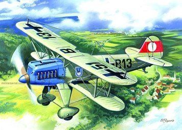 Збірна модель 1:72 винищувача-біплана He 51А-1 ICM, військова авіація до 1945 р. ICM72193 фото