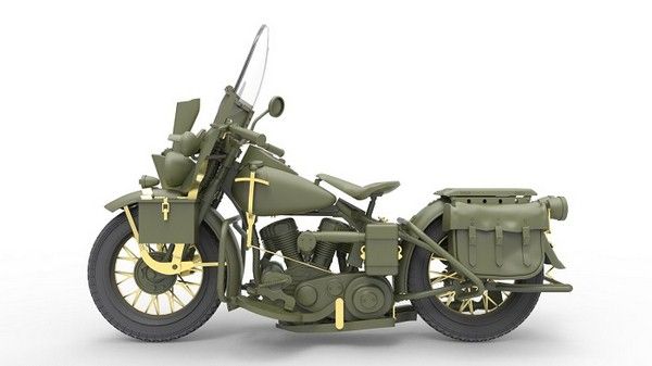 Збірна модель 1:35 американського військового поліцейського на мотоциклі Harley-Davidson WLA MA35168 фото