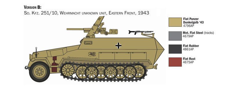 Сборная модель бронетранспортера Sd.Kfz. 251/10 1/72, Italeri 7079, военные бронетранспортеры ITL7079 фото
