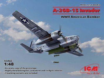 Збірна модель 1:48 бомбардувальника A-26B-15 Invader ICM, військова авіація до 1945 р. ICM48282 фото