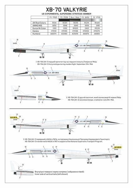 Збірна модель літака 1:144 XB-70 Valkyrie, Armory 14701 ARM14701 фото