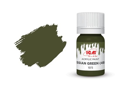 Фарба акрилова зелена 4БО напівматова ICM 1073 ICM01073 фото