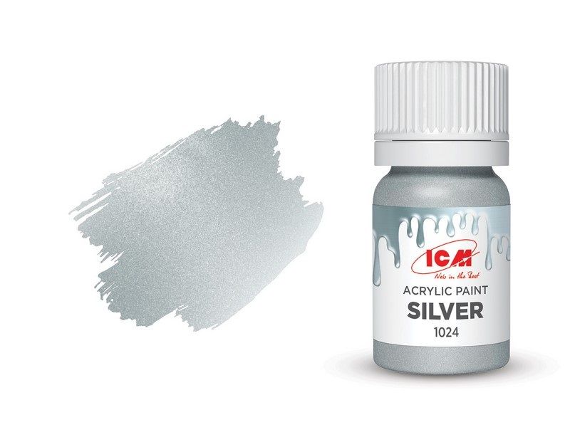 Краска акриловая серебро металлик ICM 1024 ICM01024 фото