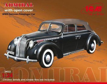Збірна масштабна модель 1:24 автомобіля Opel Admiral з розкритим тентом ICM, легкові автомобілі ICM24022 фото