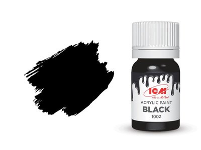 Фарба акрилова чорна напівматова ICM 1002 ICM01002 фото