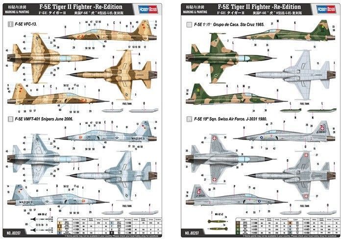 Збірна модель Hobby Boss f-5E 'Tiger II' - 1:72 масштабна з пластику, гелікоптери та вертольоти HB80207 фото