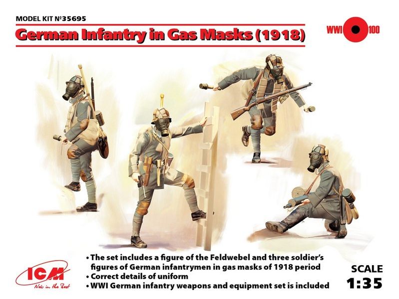 Набір 1:35 фігурок Німецька піхота в протигазах ICM35695 фото