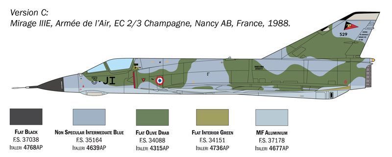 Сборная модель 1:72 истребителя Mirage IIIE Italeri, геликоптеры и вертолеты ITL2816 фото