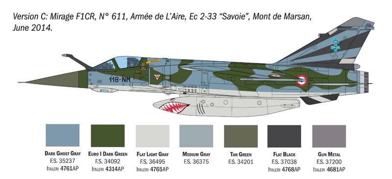 Сборная модель 1:48 истребителя Mirage F1 C/CR Italeri, самолёты и вертолеты ITL2839 фото