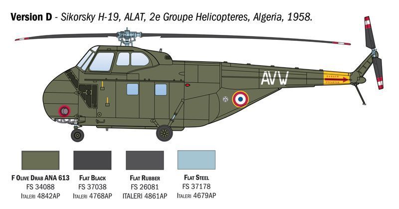Сборная модель вертолета HO4S-3/HAS.7/H-19 1/72, Italeri 1476, гражданская авиация ITL1476 фото