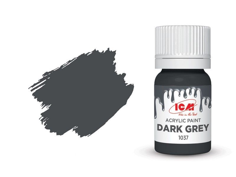 Краска акриловая темно-серая полуматовая ICM 1037 ICM01037 фото