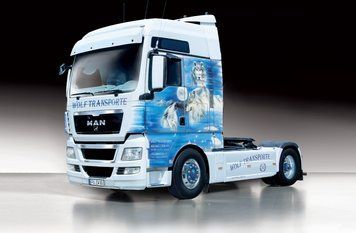 Сборная модель автомобиля MAN TGX XXL "WOLF TRANSPORTE" 1/24, Italeri 3921, грузовые авто и грузовики ITL3921 фото