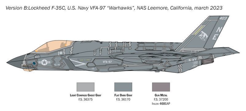 Збірна модель літака 1:72 F-35C Lightning II "CATOBAR version", Italeri 1469 ITL1469 фото