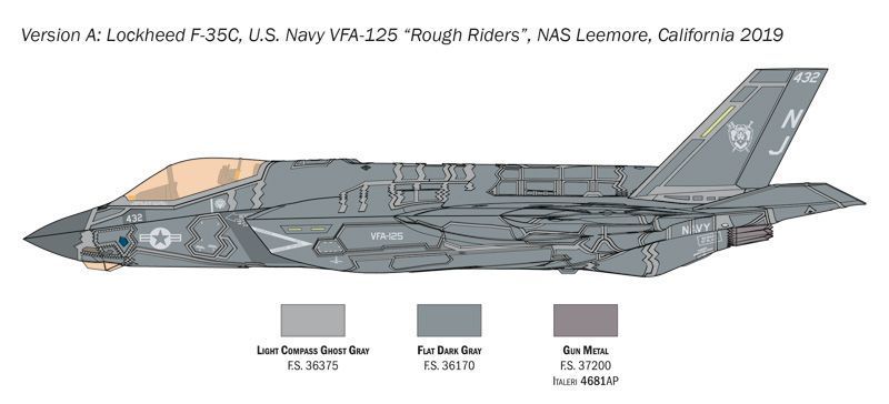 Збірна модель літака 1:72 F-35C Lightning II "CATOBAR version", Italeri 1469 ITL1469 фото