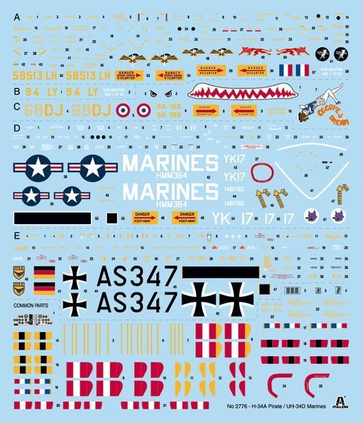 Сборная модель вертолета H-34A Pirate / UH-34D U.S. Marines 1/48, Italeri 2776, гражданская авиация ITL2776 фото
