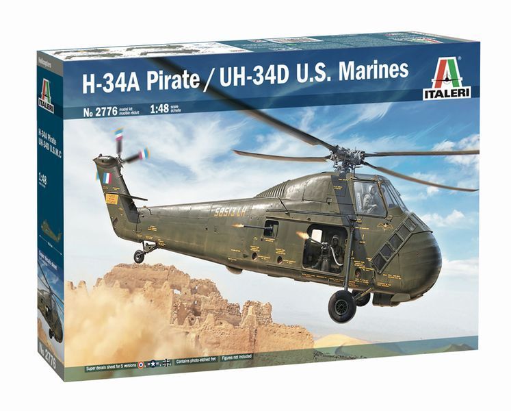 Сборная модель вертолета H-34A Pirate / UH-34D U.S. Marines 1/48, Italeri 2776, гражданская авиация ITL2776 фото