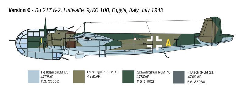Збірна модель літака 1:72 DO 217 K-1/K-2 з FRITZ X, Italeri 1488 ITL1488 фото