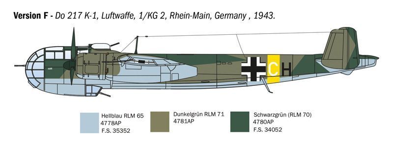 Збірна модель літака 1:72 DO 217 K-1/K-2 з FRITZ X, Italeri 1488 ITL1488 фото