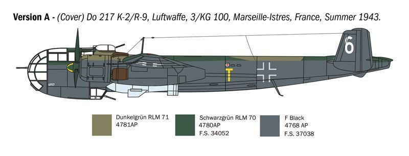 Збірна модель літака 1:72 DO 217 K-1/K-2 з FRITZ X, Italeri 1488 ITL1488 фото