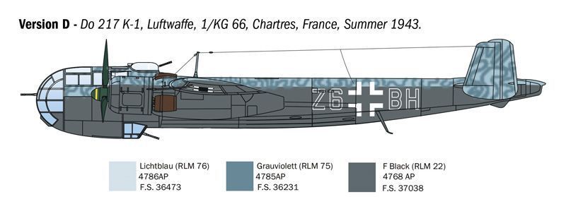Збірна модель літака 1:72 DO 217 K-1/K-2 з FRITZ X, Italeri 1488 ITL1488 фото