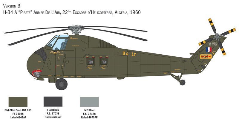 Сборная модель вертолета H-34A Pirate / UH-34D U.S. Marines 1/48, Italeri 2776, гражданская авиация ITL2776 фото