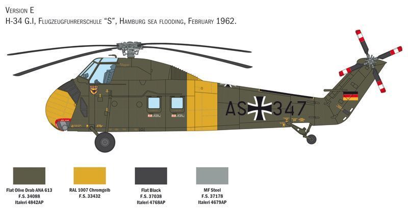 Сборная модель вертолета H-34A Pirate / UH-34D U.S. Marines 1/48, Italeri 2776, гражданская авиация ITL2776 фото