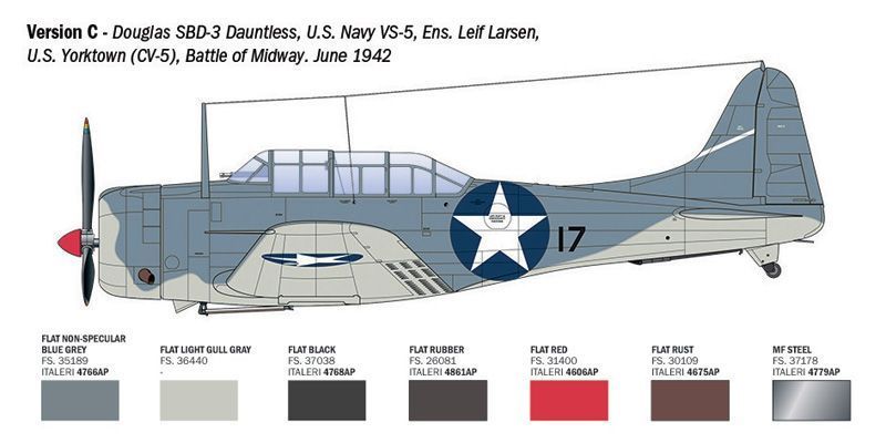 Збірна модель літака 1:48 SBD-3 Dauntless, Italeri 2841 ITL2841 фото